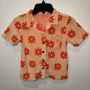 Appaman Kids Daisies Resort Button Down Shirt in Orange